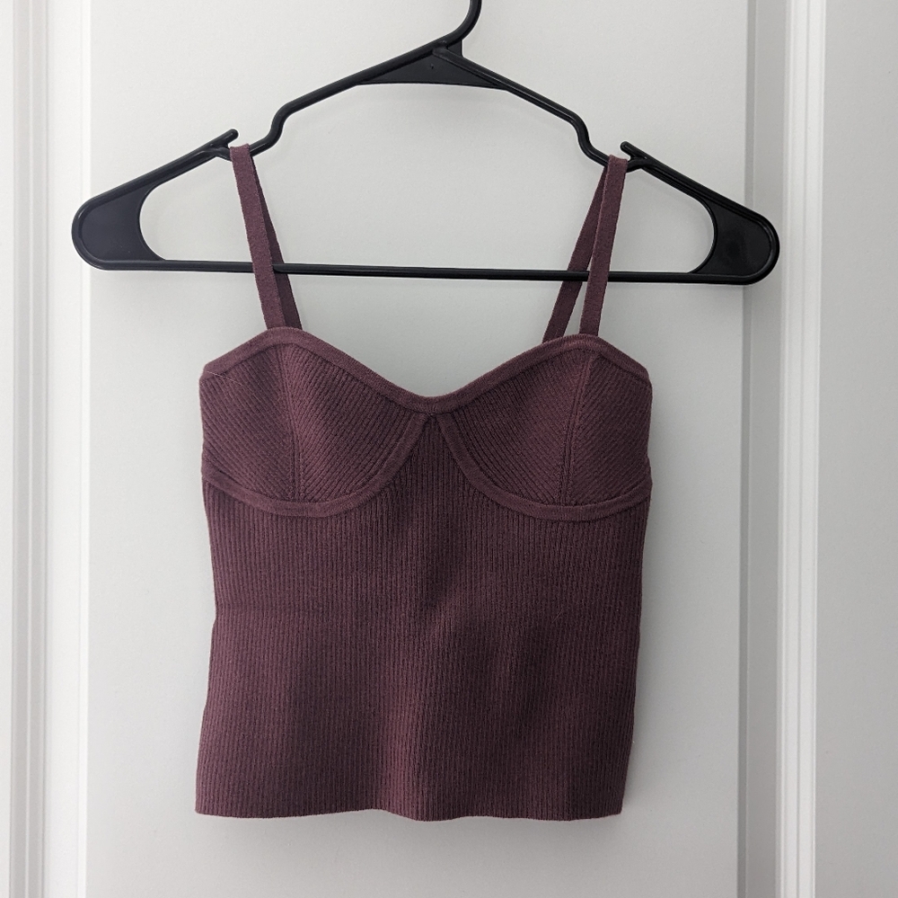 Madewell Corset-Detail Crop Sweater Tank